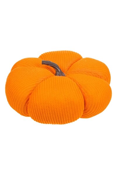OEM Decorative Knitted Table Pumpkin, Orange Model with Brown Stem, 25x10cm