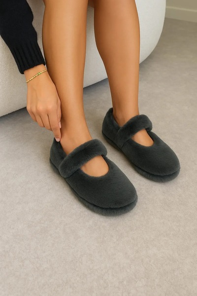 Deniz Terlik Women's Home Slippers Soft Plush Non-Slip Lightweight Sole Slippers