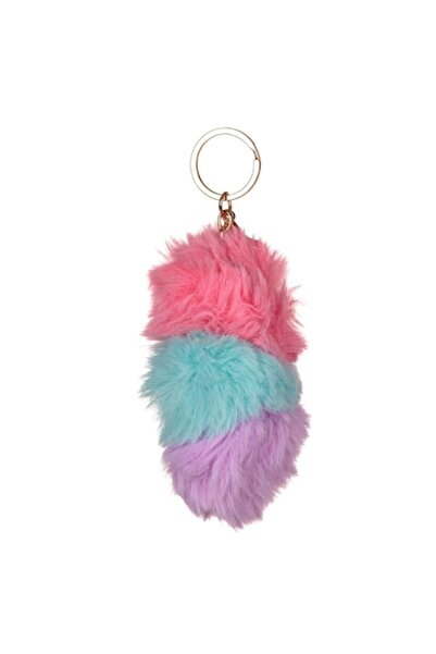 MYONNA IT & E- COMMERCE Multicolor Pom-Pom Keychain, 12 cm (Pink, Green, Lilac)