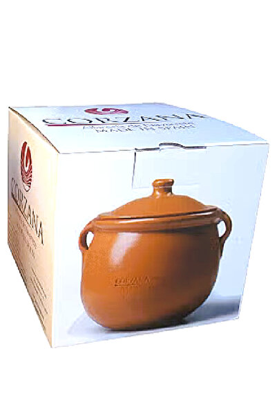 Corzana Spanish-made clay pot with handles and lid, Corzona brand, 2-liter capacity