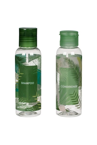 OEM Set Sticle Calatorie, Model Frunze Tropicale, Capacitate 100ml, 2 Bucati, Transparent