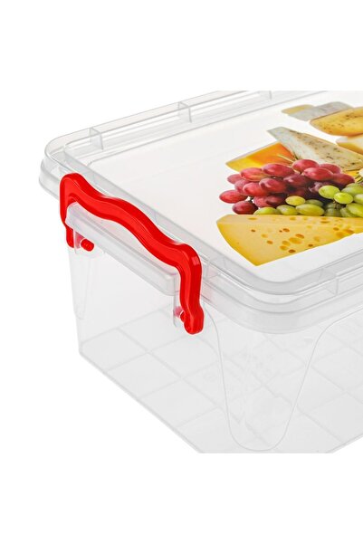 OEM Transparent plastic food container with red handles, 3 L