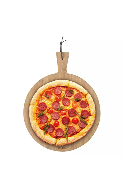 Kinghoff Platou de pizza KH 1674, 35 cm, Mâner confortabil, Bambus