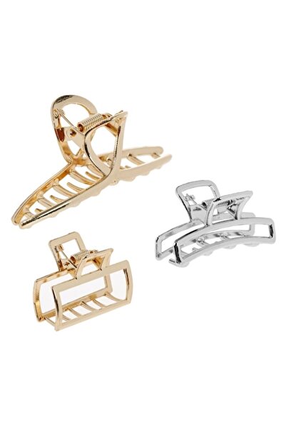 SHOPIENS Set 3 agrafe de păr Shopiens® pentru femei, culoare argintie și auri...