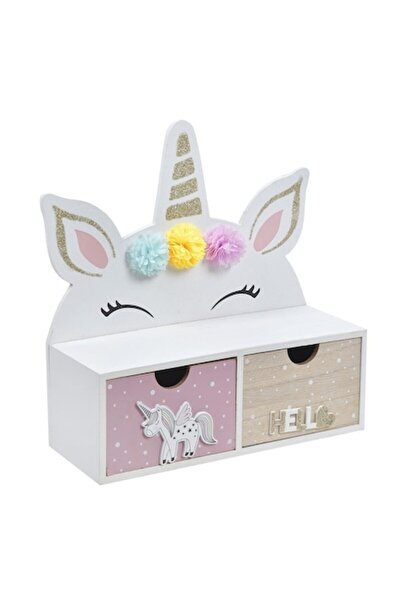 OEM Cutie decorativă Unicorn, model sertar, multicolor, lemn, 26x10x27cm