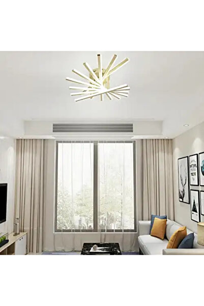 LED CONCEPT LED chandelier with three types of light and remote control, gold, asymmetrical, 164W, dimmable, 80x69x23cm