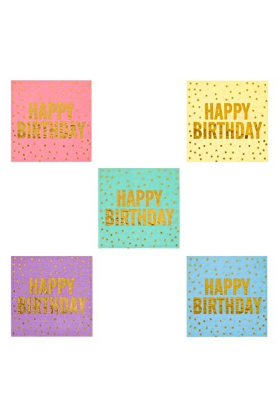 OEM Set Servetele Petrecere Multicolor, 33x33cm, 25 Buc, Mesaj Happy Birthday...