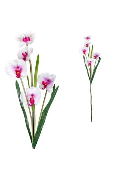 OEM Изкуствено цвете, Бяла орхидея, 100 см, Пластмасов материал