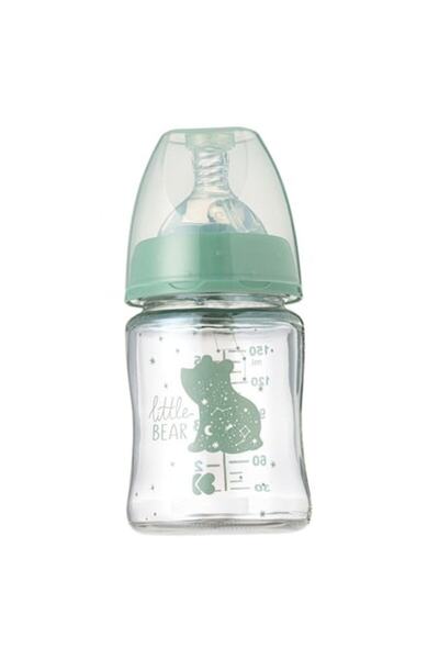 OEM Biberon din sticlă cu tetină anticolici din silicon, 150 ml, verde, model...