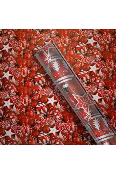 MYONNA IT & E- COMMERCE Rolă de hârtie de împachetat de Crăciun, model ornamente suspendate, roșu, 300x70cm