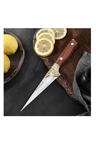 Globalport Retail Professional Chef's Knife, Full Tang, 25 cm, steel, wooden handle, brass inserts, sheath included