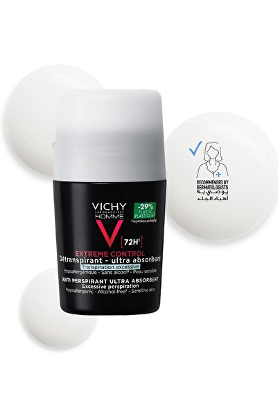 Vichy Homme Anti-Perspirant Roll-On Deodorant - Soothing Effect, 50ml, Refreshing, For Men