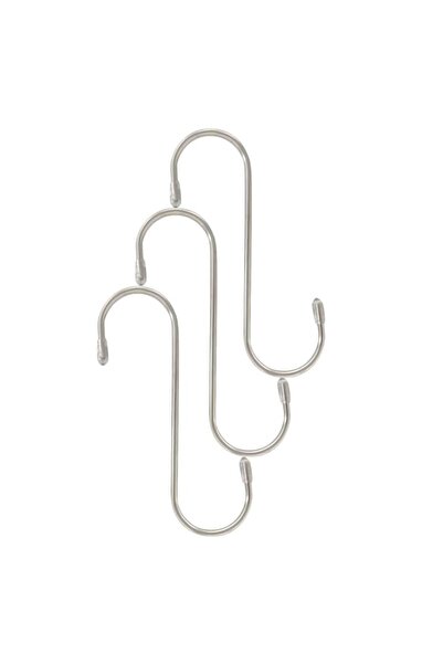 OEM Metal S Hook Set, Silver, 14 cm, 3 Pieces