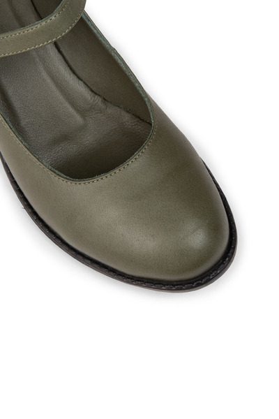 Deery Women's Genuine Leather Green Mary Jane Shoes