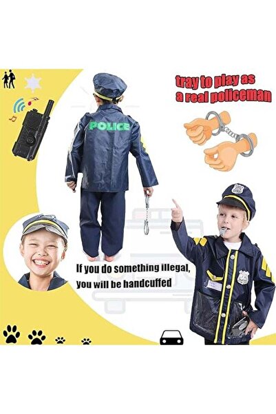 fulina Suitable Policemen Cosplay Costume Set For Kids,80-110CM,Multicolour,Gift for kids 3 to 6