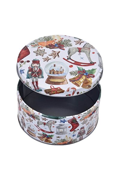 OEM Christmas Round Metal Storage Tin, ø13.5x6cm