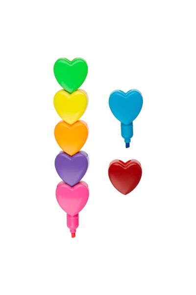 SHOPIENS Heart-Shaped Highlighter Set, Multicolor, 6 Pieces
