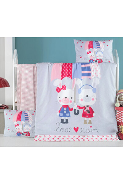 Victoria Home Set lenjerie 6 piese Bumbac Ranforce Love Rain 120x60 cm