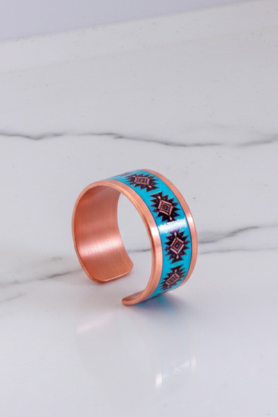 OSMANLI GÜMÜŞ Women's Copper Bracelet Ring Set - Charmaleon Model Special Edition Metal Box and Quartz Stone