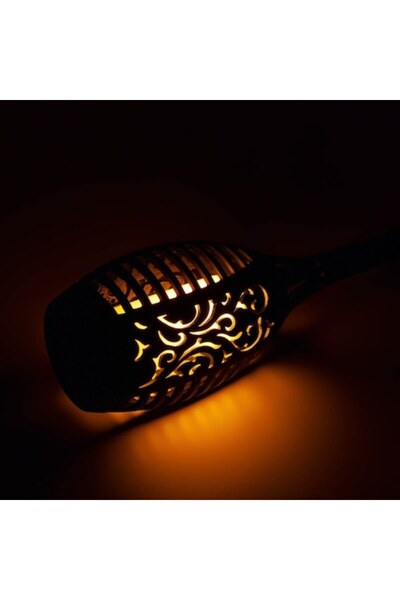 OEM Lampă solară LED, Timpra, efect de flacără, plastic, neagră, 49 cm