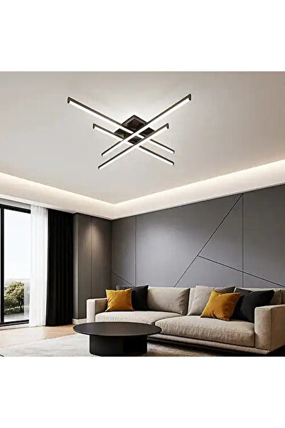 LED CONCEPT LED chandelier with three types of light and remote control, brown, linear, 69W, dimmable, 80x80x12cm