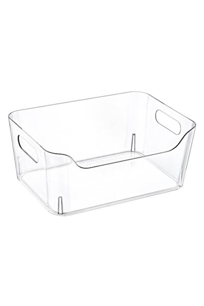 SHOPIENS Coș de depozitare transparent din plastic cu mânere, 22,8x16,2x9,5 c...