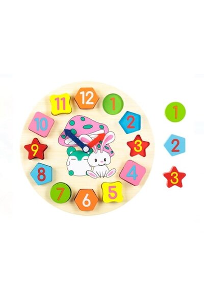 Welora Puzzle din lemn, Ceas cu animale (12 piese) - 25 cm