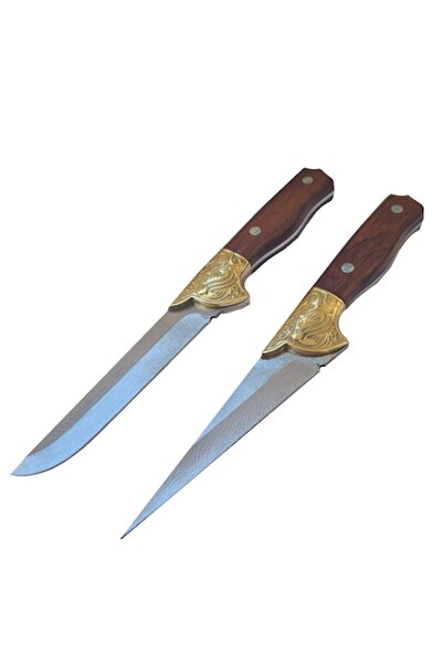 Globalport Retail Set 2 Cutite profesionale Bucatar, Full Tang, otel, maner lemn, insertii alama, huse incluse