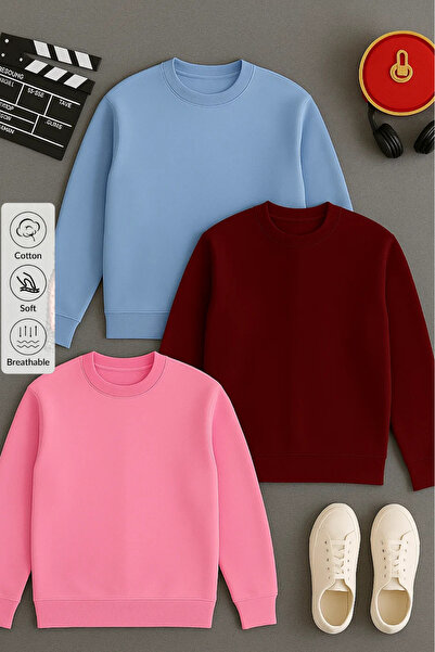 COMBİNE MİCHAİL Men's Crew Neck Loose 3-Piece Sweatshirt