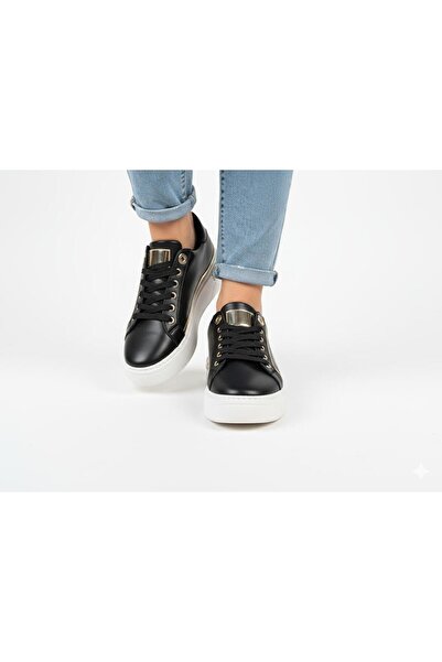 ayhnshoes Kadın Spor Ayakkabı Gold Detaylı Kalın Taban Sneaker