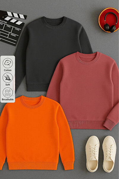 COMBİNE MİCHAİL Men's Crew Neck Loose 3-Piece Sweatshirt