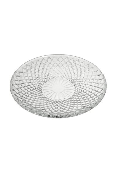 OEM Transparent glass dessert plate with diamond pattern Ø15 cm