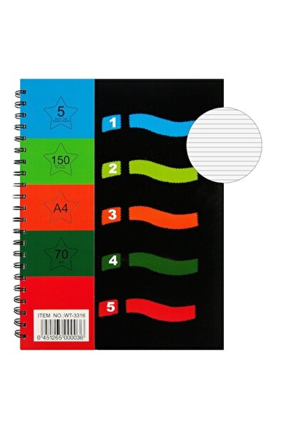 SHOPIENS Caiet Spiralat A4, 5 Subiecte, Coperta Dura, Multicolor, 140 File, MYONNA IT & E- COMMERCE ®