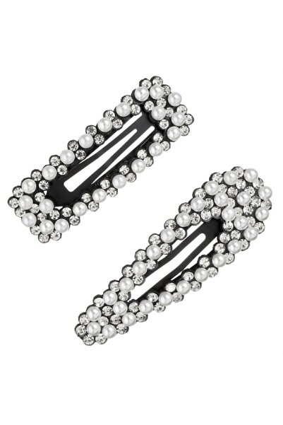 MYONNA IT & E- COMMERCE Set de agrafe transparente cu mărgele albe, 2 bucăți