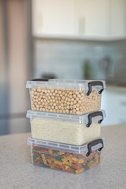 EA HOME 2 Lt Plastic Covered Dry Legumes and Food Storage Container Set of 3