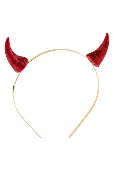 OEM Coronita Par, Model Diavol, Coarne Rosii cu Glitter, 4 cm