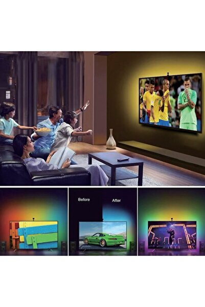 OEM RGB LED Strip Set with USB, Lamp, 4 Pieces, Multicolor, Control Included