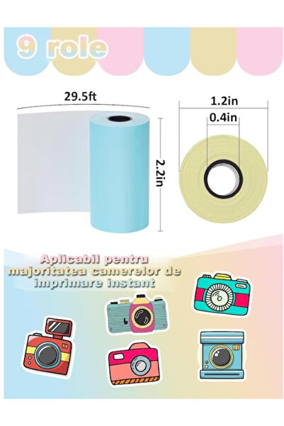 Stone Set of 9 Stone® Thermal Paper Rolls, For Instant Printing Cameras For Children, Universal