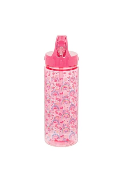 OEM Kids Pink Rainbow Flip-Top Water Bottle, 0.5L