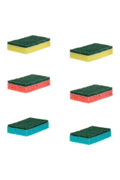 SHOPIENS Kitchen Sponges Set, Pratin, 6 Pieces, Multicolor, Resistant, For Tough Stains