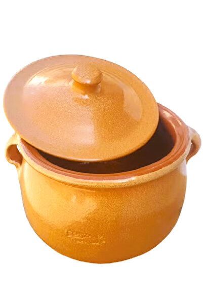 Corzana Spanish-made clay pot with handles and lid, Corzona brand, 2-liter capacity