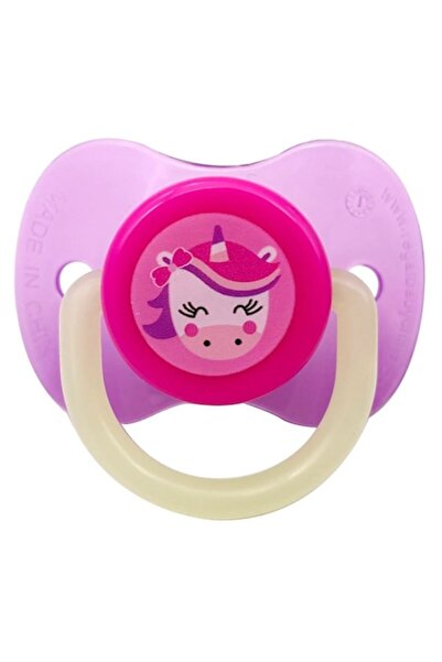 OEM Suzetă Honey Baby din silicon, model unicorn, fuchsia/violet, strălucește...