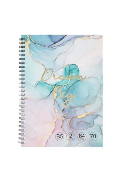 SHOPIENS Spiral Notebook Marble B5, 2 Subjects, 64 Sheets, Marine Green, Soft Cover