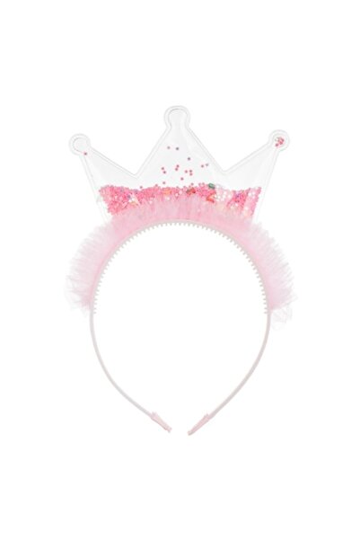 OEM Party Hair Crown - Pink Transparent Crown with Pink Confetti & Tulle