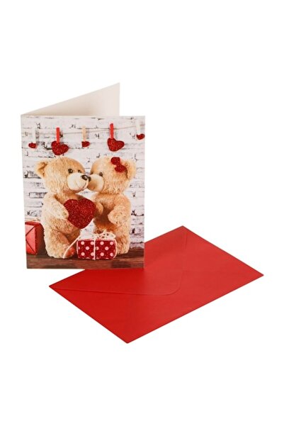 SHOPIENS Felicitare cu tematică de dragoste - Ursuleți de pluș, roșii, 13x19 ...