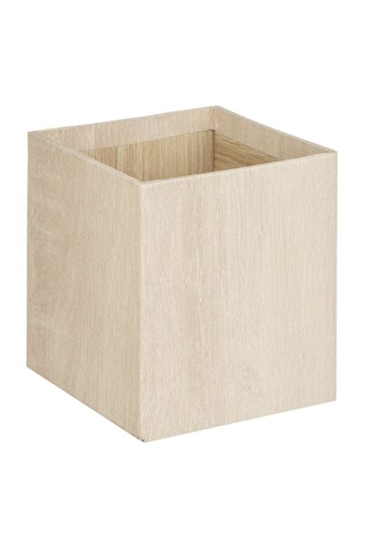 ANTBRO desk pen holder, beige cardboard with wood effect, 9.5 x 9.5 x 10.8 cm