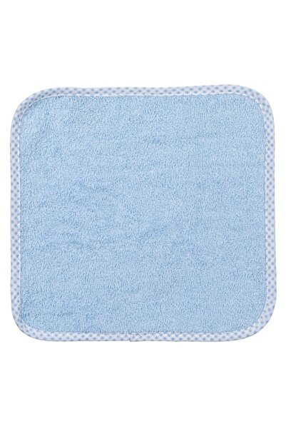 MYONNA IT & E- COMMERCE Prosop de bumbac pentru bebeluși, albastru deschis, margine în carouri, 30x30 cm (băieți) - MYONNA