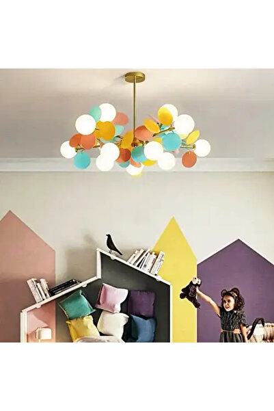 LED CONCEPT LED chandelier with lampshades, multicolor, round, 100x100x100cm, 15xG9
