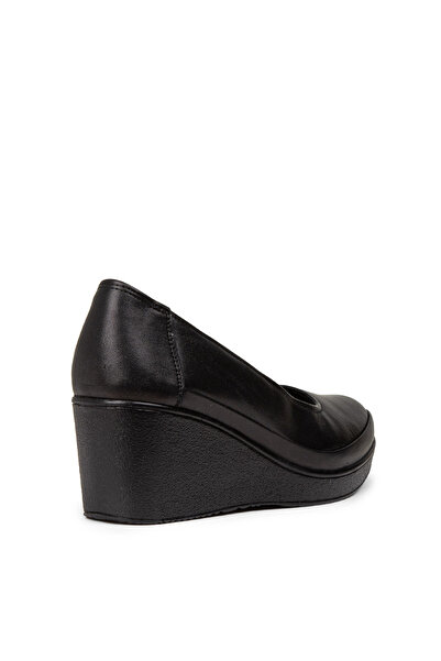 Deery Women's Genuine Leather Black Wedge Heel Casual Shoes