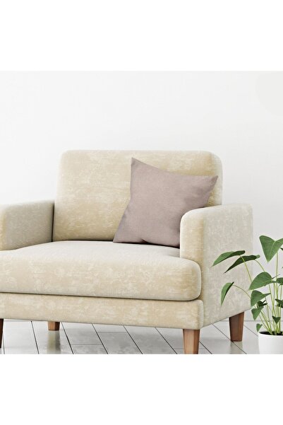 SHOPIENS Decorative Pillow Cover, Beige, 50x50 cm, Polyester-Linen, Double-sided with Zipper